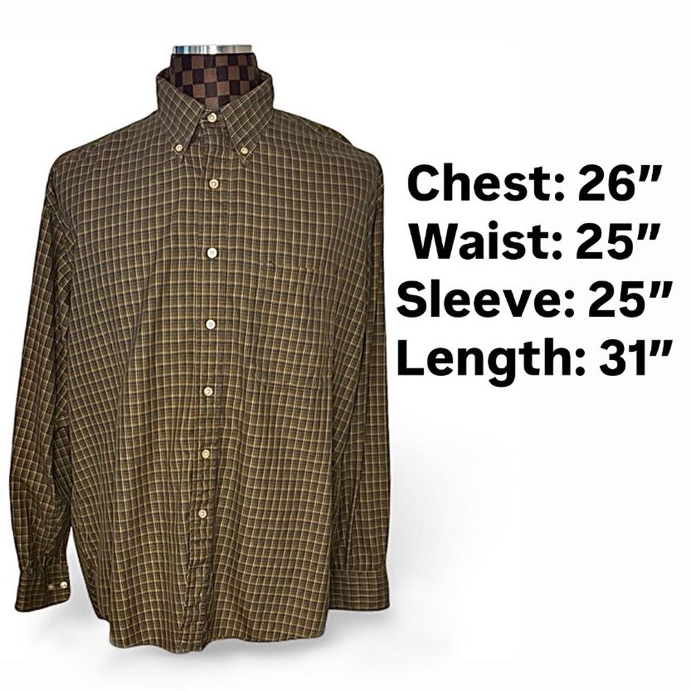 Burberry Mens Plaid Dress Shirt XL Preppy Brown Green Blue Yellow Button Up - Picture 9 of 10